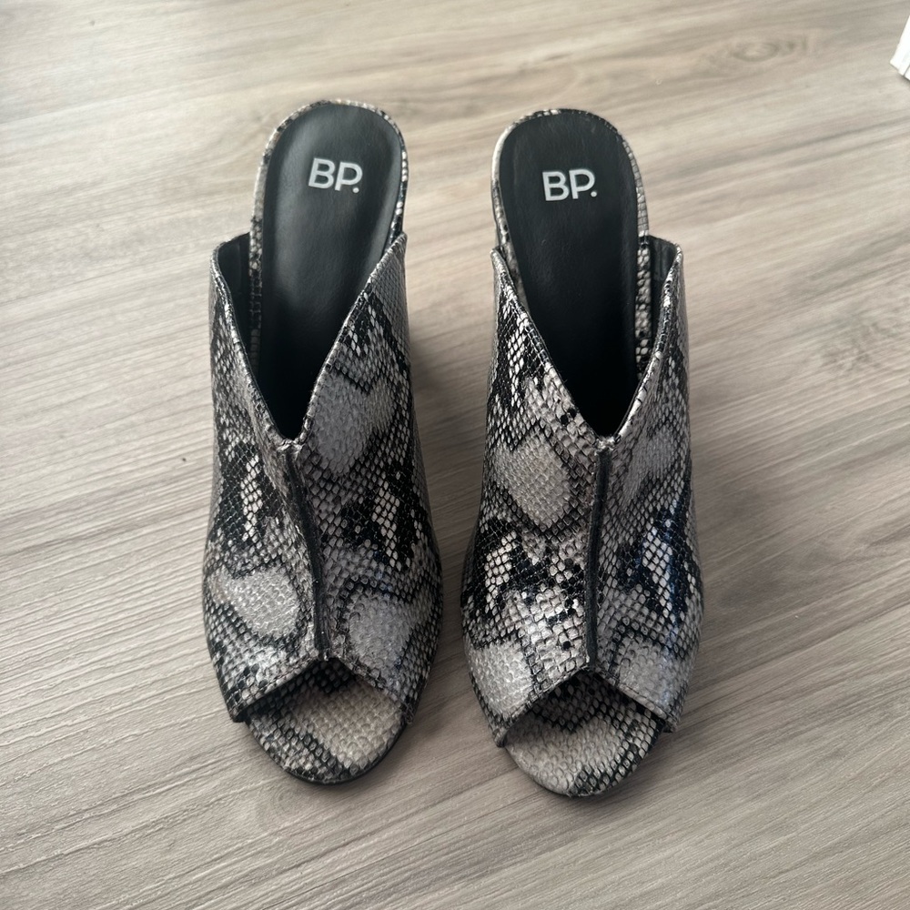 WORN ONCE - BP Snakeskin Mule Heels